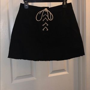 Black Jean Skirt with Tie